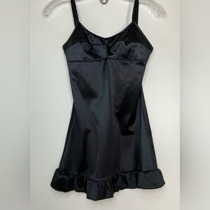 Black Satin Corset Zipper Mini Dress Y2K Gothic Sexy Grunge Pinup Small